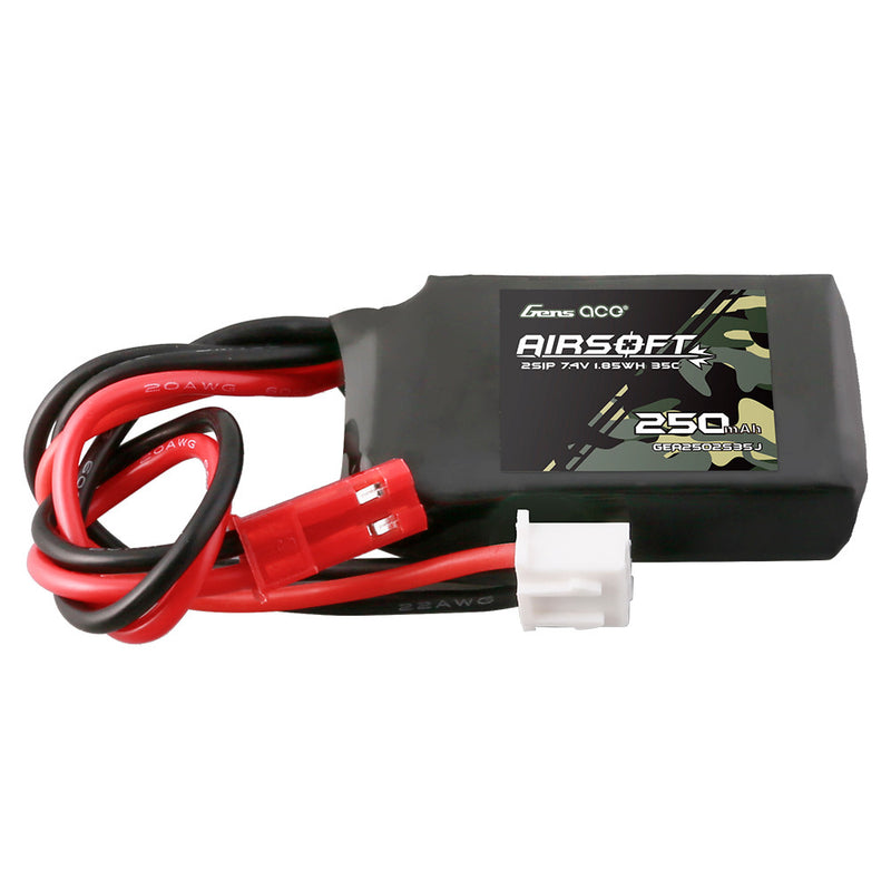 Gens ace 250mAh 2S 35C 7.4V Lipo Airsoft Battery with JST
