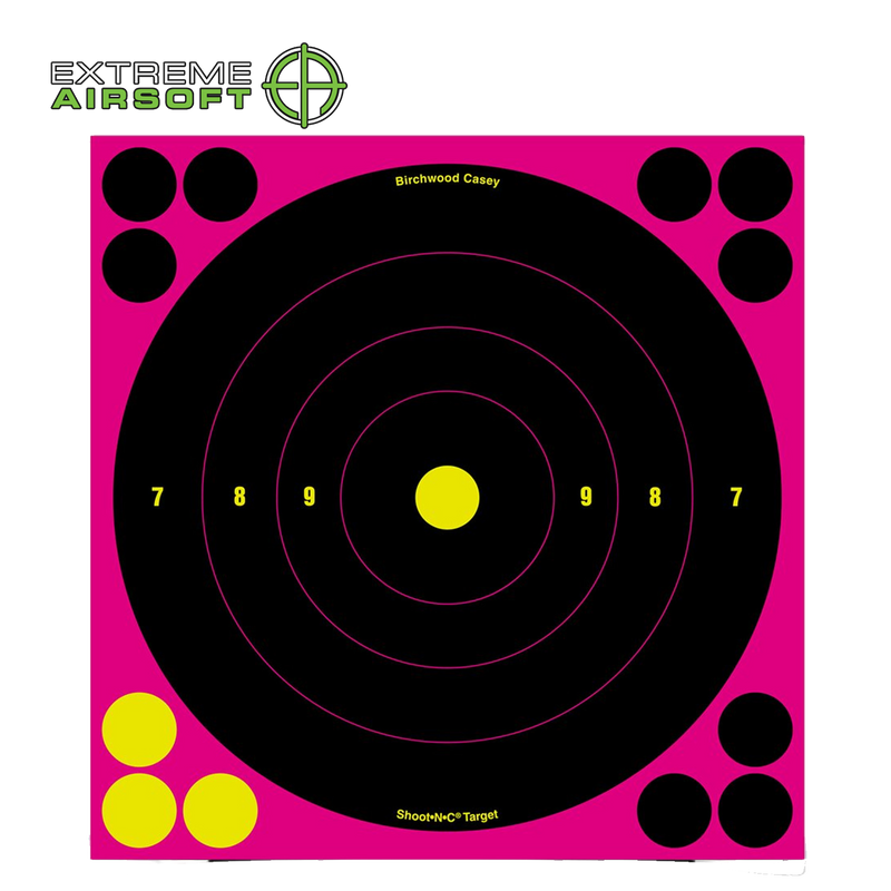 SHOOT•N•C® 8 INCH PINK BULL'S-EYE, 30 TARGETS - 360 PASTERS