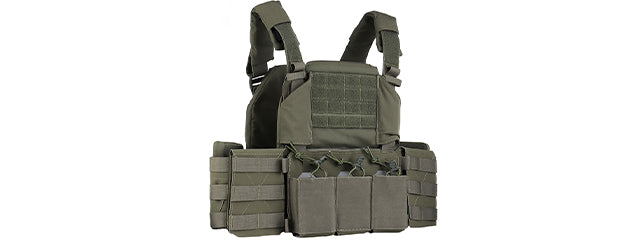 Plate Carrier with Magazine Hunting Vest Front and Airsoft Gear Back Bag
