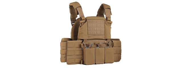 Plate Carrier with Magazine Hunting Vest Front and Airsoft Gear Back Bag