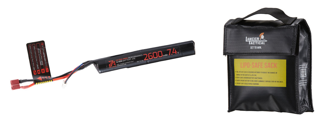 Zion Arms 7.4v 2600mAh Lithium-Ion Stick Battery with Lipo Sack