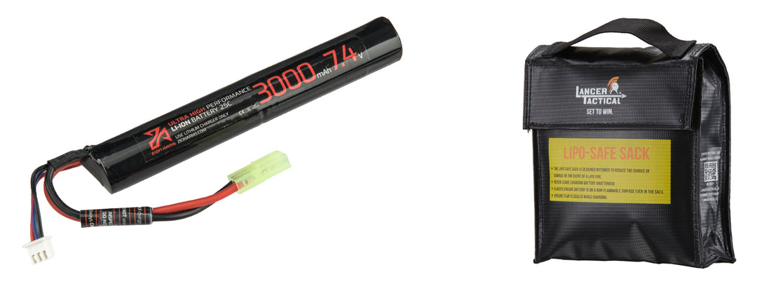 Zion Arms 7.4v 3000mAh Lithium-Ion Stick Type Battery w/ Lipo Sack