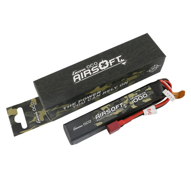 Gens ace 1000mAh 3S 25C 11.1V Lipo Airsoft Gun Battery with Deans Plug