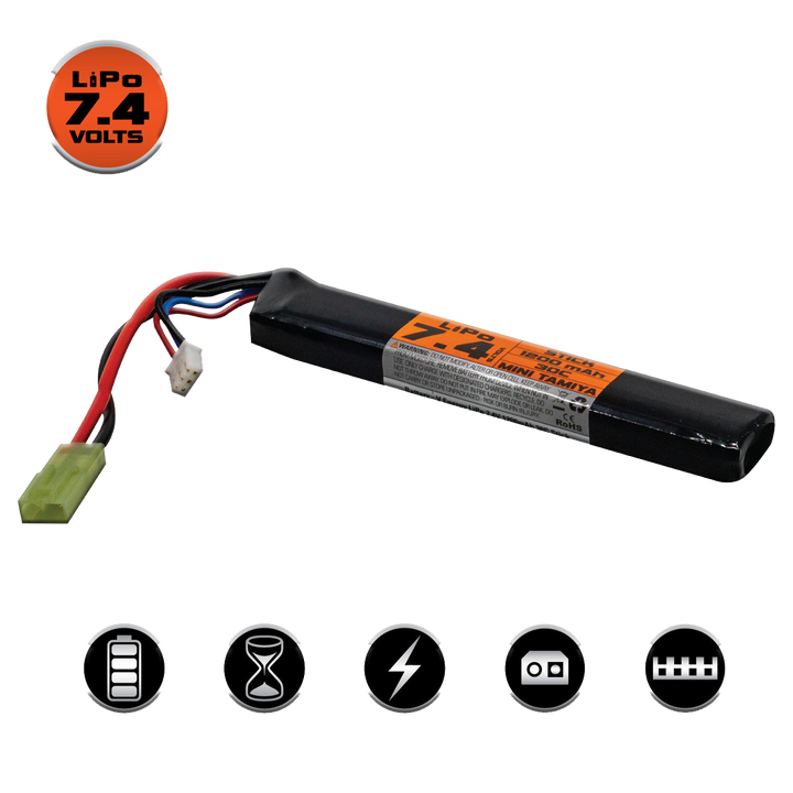 Valken LiPo 7.4v 1200mAh 30C Stick Airsoft Battery (Small Tamiya)
