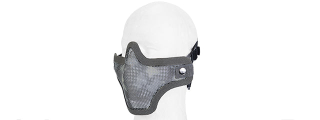 AIRSOFT ADJUSTABLE METAL WIRE MESH HALF MASK w/ EAR PROTECTION NECK GUARD  Vented