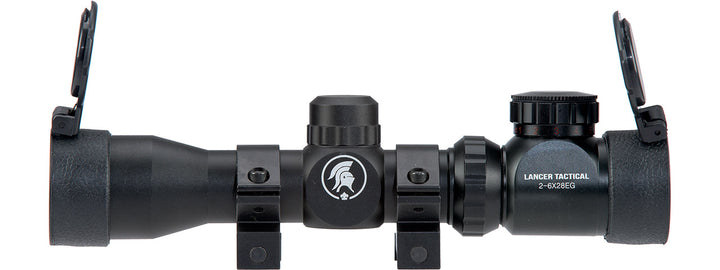 Lancer Tactical 2-6x Tactical Rifle Scope with Red/Green Illumination