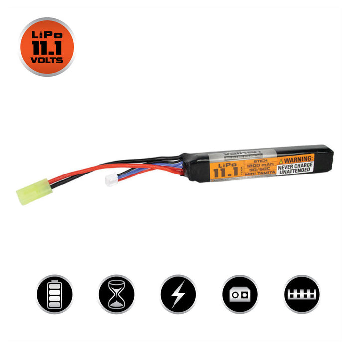 Valken LiPo 11.1v 1200mAh 30C/50C Stick Battery (Small Tamiya)