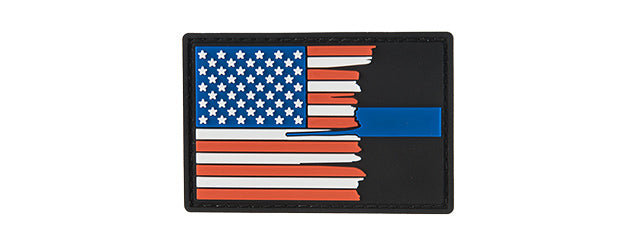 G-Force Subdued Tattered USA Flag Thin Blue Line PVC Morale Patch