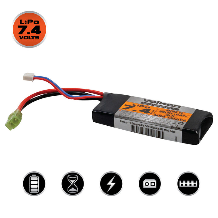 Valken LiPo 7.4v 1600mAh 30C Brick Airsoft Battery (Small Tamiya)