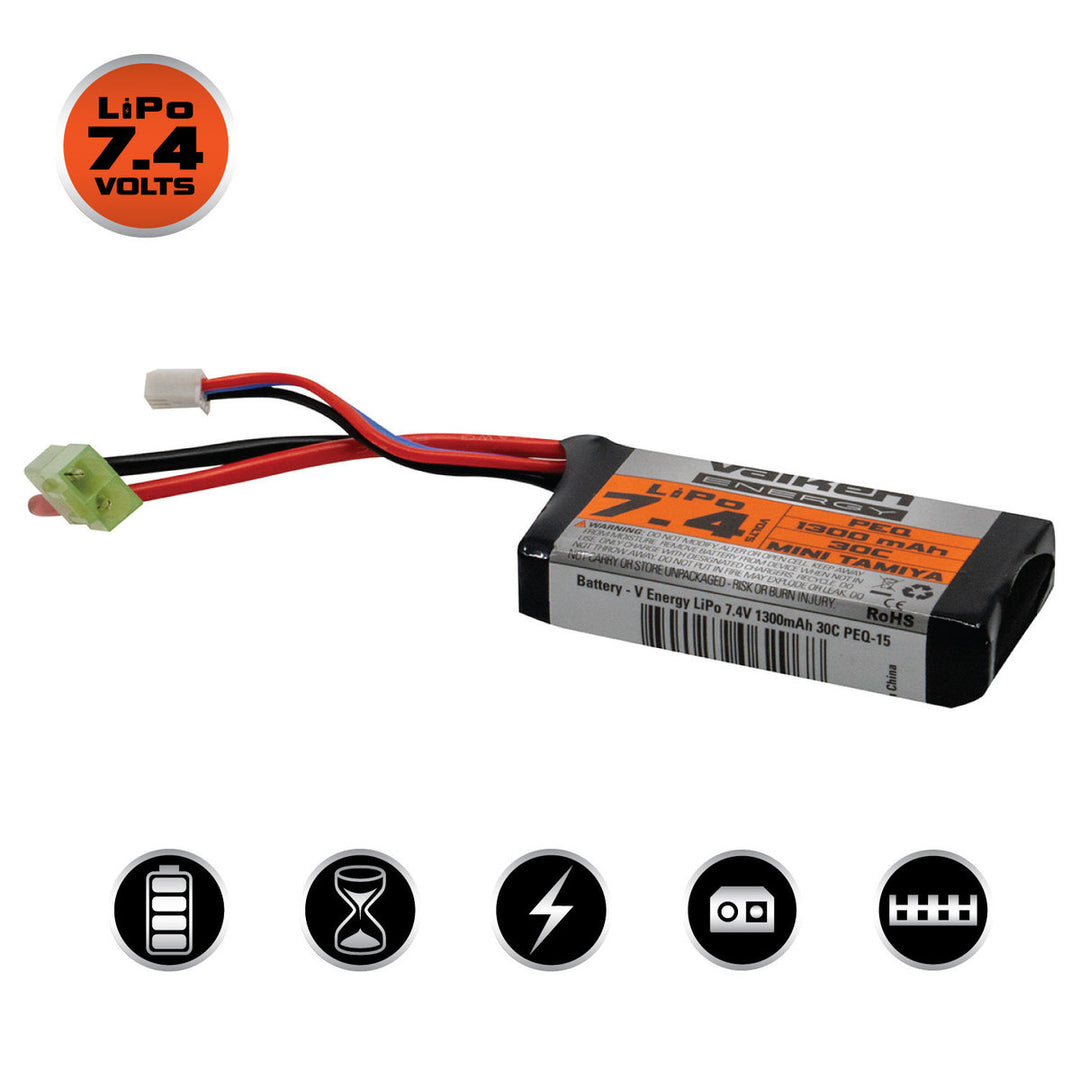 Valken LiPo 7.4 1300mAh 30C PEQ Battery (Mini Tamiya)