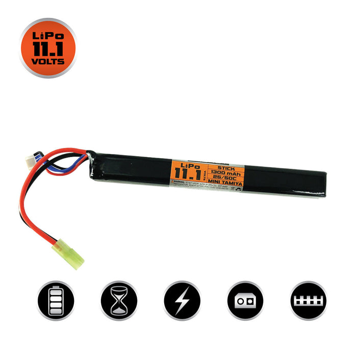 Valken LiPo 11.1V 1300mAh 50C Stick Airsoft Battery (Small Tamiya)