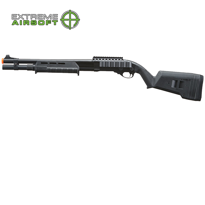 Golden Eagle Airsoft M870 MP M-LOK Style 3/6-Shot Pump Action Gas Shotgun - Black with Shell Holder