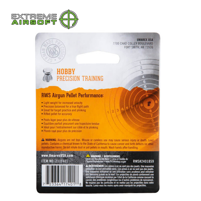 RWS HOBBY .22 AIRGUN PELLET 200 CT