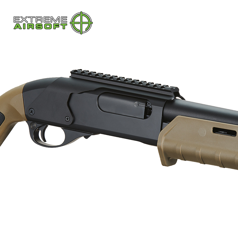 Golden Eagle Airsoft M870 MP M-LOK Style 3/6-Shot Pump Action Gas Shotgun - Tan with Shell Holder