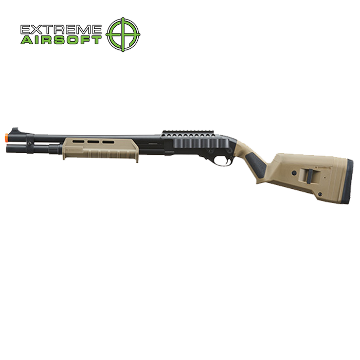 Golden Eagle Airsoft M870 MP M-LOK Style 3/6-Shot Pump Action Gas Shotgun - Tan with Shell Holder