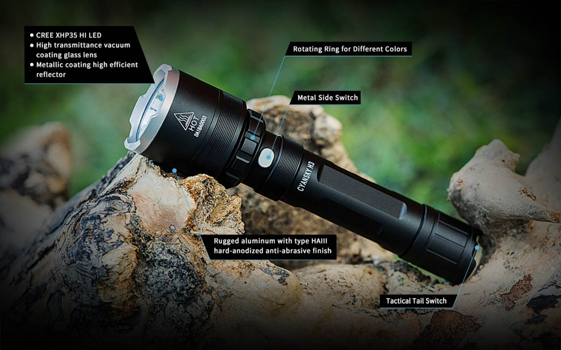 H3 Multi-Color 1300 Lumen 400m Hunting Flashlight