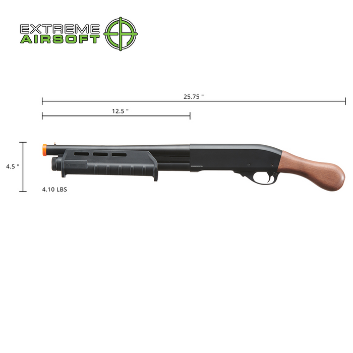 Golden Eagle Tactical M870 3/6-Shot Pump Action Gas Airsoft Shotgun [Sawed-Off] - WOOD